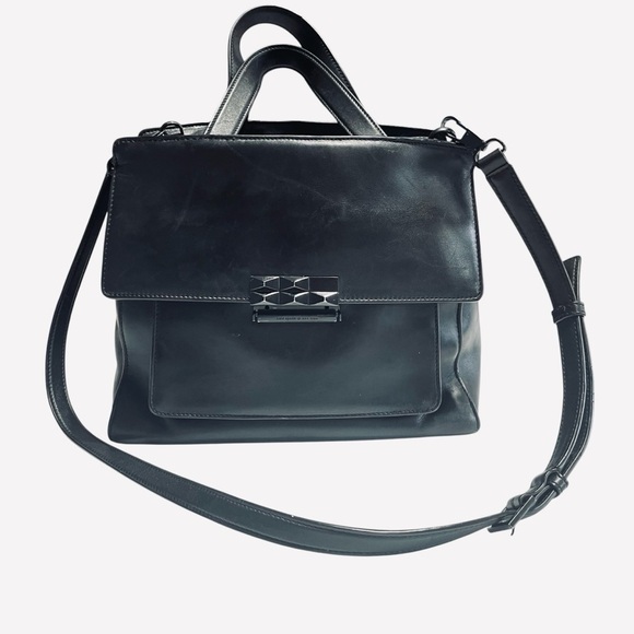 Kate Spade Sample Black Leather Tote Handbag, Work Bag 12”L x 10”H x 5.5”W - Picture 2 of 14
